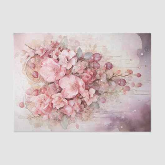 バレンタインピンクと赤いハート花花束 薄葉紙 (正面)