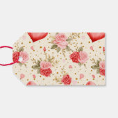 バレンタインピンクと赤のバラとハート ギフトタグ (裏面横)