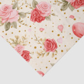 バレンタインピンクと赤のバラとハート 薄葉紙 (詳細)
