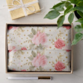 バレンタインピンクと赤のバラとハート 薄葉紙 (ギフト)