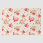 バレンタインピンクと赤のバラとハート 薄葉紙 (正面)