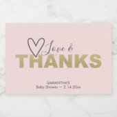 バレンタインピンクと金ゴールドブランチとバブリー スパークリングワインラベル (シングルラベル)