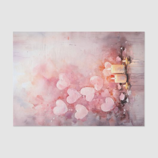 バレンタインピンクのハートとろうそく 薄葉紙 (正面)