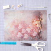 バレンタインピンクのハートとろうそく 薄葉紙 (クラフト)