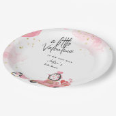 バレンタインピンクのベビーガールシャワー ペーパープレート (アングル)