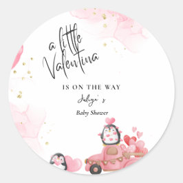 バレンタインピンクのベビーガールシャワー ラウンドシール