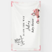 バレンタインピンクのベビーガールシャワー 横断幕 (縦)