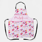 バレンタインピンクのラブレターのパターエレガントン名 エプロン (正面)