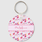 バレンタインピンクのラブレターのパターエレガントン名 キーホルダー (裏面)