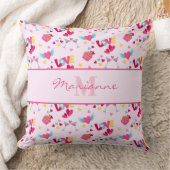 バレンタインピンクのラブレターのパターエレガントン名 クッション (ブランケット)