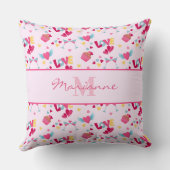 バレンタインピンクのラブレターのパターエレガントン名 クッション (裏面)