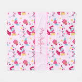 バレンタインピンクのラブレターのパターエレガントン名 フリースブランケット (正面(横))