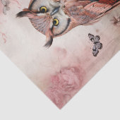 バレンタインピンクの花フクロウOn A Branch 薄葉紙 (詳細)