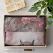 バレンタインピンクの花フクロウOn A Branch 薄葉紙 (ギフト)