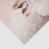 バレンタインピンクの花2羽の白い白鳥 薄葉紙 (詳細)