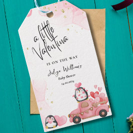 バレンタインピンクの赤ちゃん女の子のシャワーの招待状 ギフトタグ