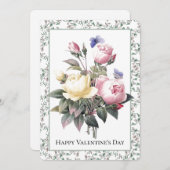 バレンタインピンクイエローローズブルーバタフライフローラ シーズンカード (正面/裏面)