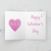 バレンタインピンクウォーターカラーハートイニシャルライトハウス シーズンカード (内部)