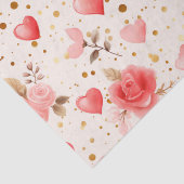 バレンタインピンクウォーターカラーバラとハート 薄葉紙 (詳細)