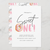 バレンタインピンクガーリードナッツスウィートモダンワン 案内状 (正面/裏面)