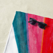 バレンタインピンクサンシャインレインボーレトロハート ビーチタオル (インサイチュ)