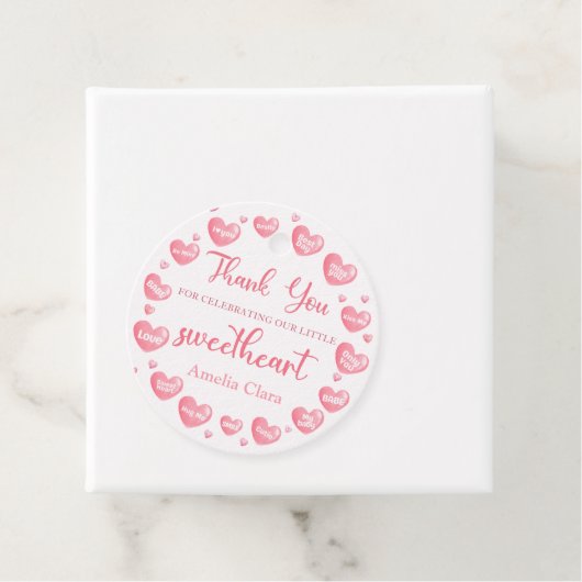 バレンタインピンクスウィートアート誕生日メッセージカード フェイバータグ (インサイチュ)