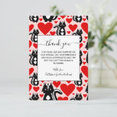 バレンタインピンクスクンクハートイラストレーションパターン サンキューカード (スタンド正面)