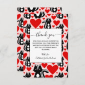 バレンタインピンクスクンクハートイラストレーションパターン サンキューカード (正面/裏面)