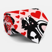 バレンタインピンクスクンクハートイラストレーションパターン ネクタイ (ロール)