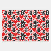 バレンタインピンクスクンクハートイラストレーションパターン ラッピングペーパーシート (正面)