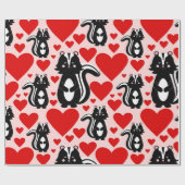 バレンタインピンクスクンクハートイラストレーションパターン ラッピングペーパー (フラット)