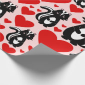 バレンタインピンクスクンクハートイラストレーションパターン ラッピングペーパー (角)
