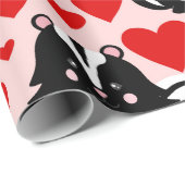 バレンタインピンクスクンクハートイラストレーションパターン ラッピングペーパー (ロールコーナー)