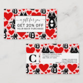 バレンタインピンクスクンクハートイラストレーションパターン 割引カード (正面/裏面)