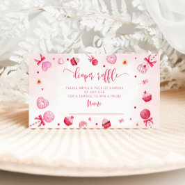 バレンタインピンクハートおむつラッフルチケット エンクロージャーカード