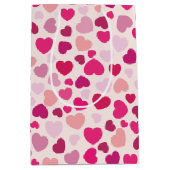 バレンタインピンクハートと白 ミディアムペーパーバッグ (正面)