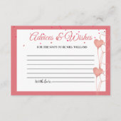 バレンタインピンクハートアドバイス&ウィッシュブライダルシャワー エンクロージャーカード (正面)
