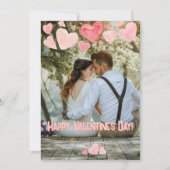 バレンタインピンクハートオーバーレイ自分の写真を追加 シーズンカード (正面)