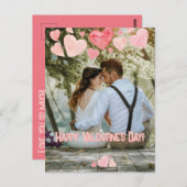 バレンタインピンクハートオーバーレイ自分の写真を追加 ポストカード (正面/裏面)