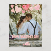 バレンタインピンクハートオーバーレイ自分の写真を追加 ポストカード (正面)