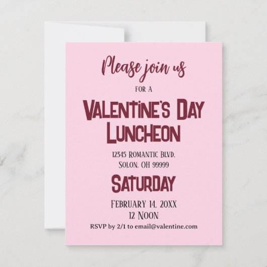 バレンタインピンクハートオーバーレイ自分の写真を追加 招待状 (裏面)