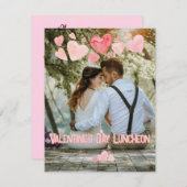 バレンタインピンクハートオーバーレイ自分の写真を追加 招待状 (正面/裏面)