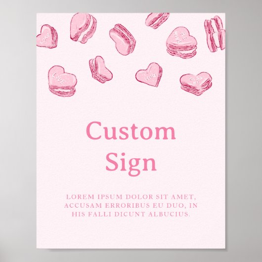 バレンタインピンクハートブライダルシャワーカスタムサイン ポスター (正面)