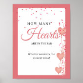 バレンタインピンクハートブライダルシャワー数ハート ポスター (正面)