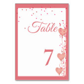 バレンタインピンクハートブライダルシャワー日付アイディア記号 テーブルナンバー (裏面)