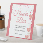 バレンタインピンクハートブライダルシャワー花バー標識 台座サイン (インサイチュ)