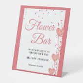 バレンタインピンクハートブライダルシャワー花バー標識 台座サイン (正面)