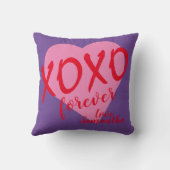 バレンタインピンクハートレッドハグキスXOXOフォーエバー クッション (裏面)