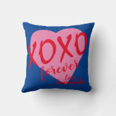 バレンタインピンクハートレッドハグキスXOXOフォーエバー クッション (裏面)