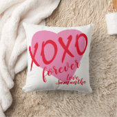 バレンタインピンクハートレッドハグキスXOXOフォーエバー クッション (ブランケット)
